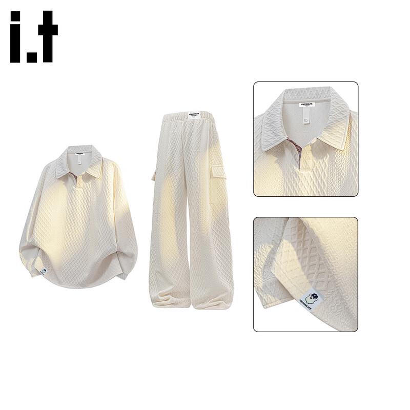 Men's Casual Lapel Sweatshirt and Straight Pants Set