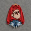 Women's Christmas Print Long Sleeve Round Neck Top for Holiday Party