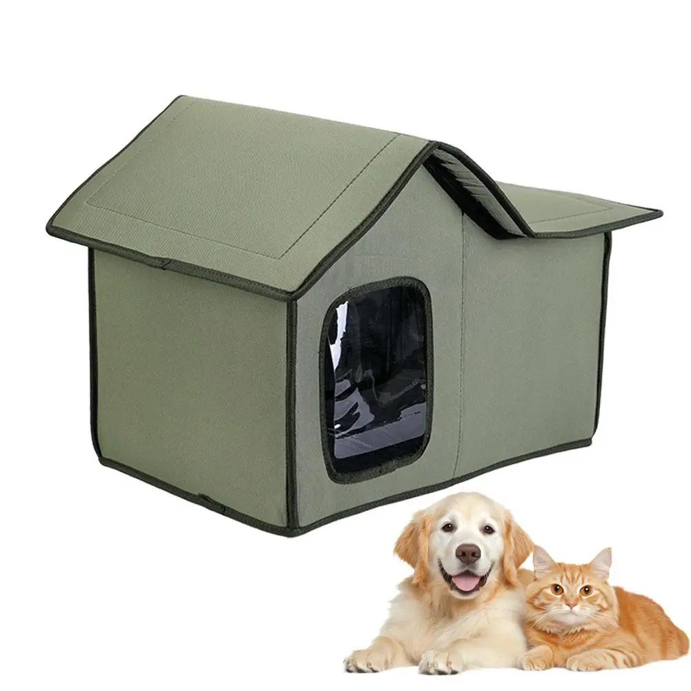 

Outdoor Cat House Detachable Roof Easy To Clean Pet Cat Cat Universal Nest Waterproof Storage Practical Convenient And Bed S2I7 зелений