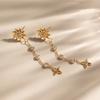 Youthway Delicate Zircon Sun Star Earrings For Women 18K Gold PVD Plated Stainless Steel Tassel Earrings Fashion Jewelry Gift