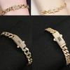 14K Gold-Plated Brass Bracelet with Black and White Zirconia and Diamonds, Trendy Business Chain for Men and Women