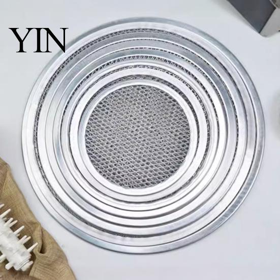 Pizza Baking Equipment Aluminum Alloy Screen, Non Stick Mesh Pan, Cooking Griddle Screen Round Crisper Tray for Oven Home Kitchen Restaurant