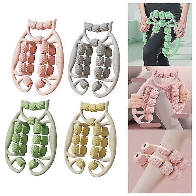 Massage roller multifunctional ring leg roller muscle roller 18 wheels pink