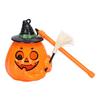 Portable Pumpkin Light Glowing Halloween Lantern, Jack O Lantern with Witch Hat Broom, Lightweight Prop Up Decor, Trick or Treat for Kids Party Decor