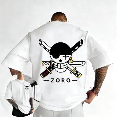 One Piece Cartoon Roronoa Solon Printed Cotton Tshirt 2026 Summer New Unisex Loose Casual