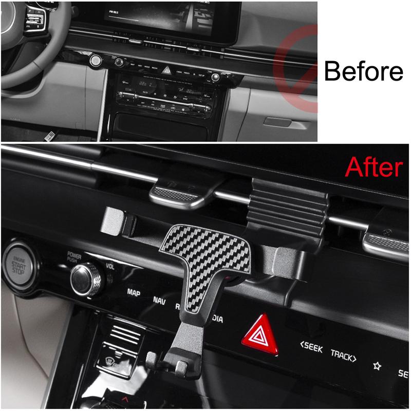 For Kia Carnival    2024 Car-Styling Carbon Style Air Vent Clip Mount Mobile Phone Holder Cellphone Stand Support