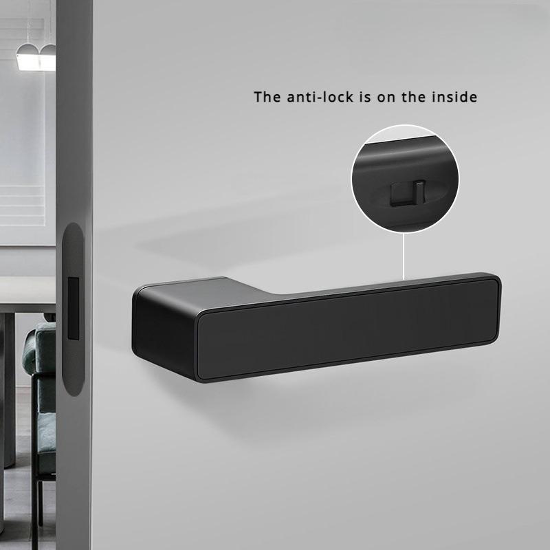 European One-word Handle Door Lock Hidden Keyhole Suitable for Bedroom Study Magnetic Silent Door Lock Minimalist Ecology