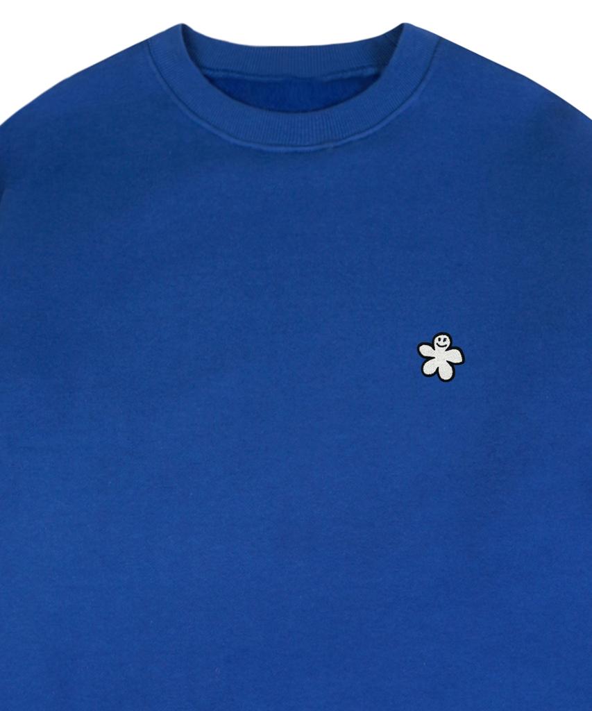 GRAVER [Unisex] White Odd Flower Embroidered Sweatshirt_Cobalt Blue
