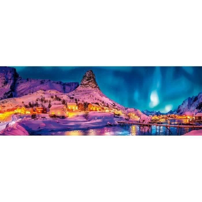 Puzzle panoramique clementoni - colorful night over lofoten islands - 1000 pièces