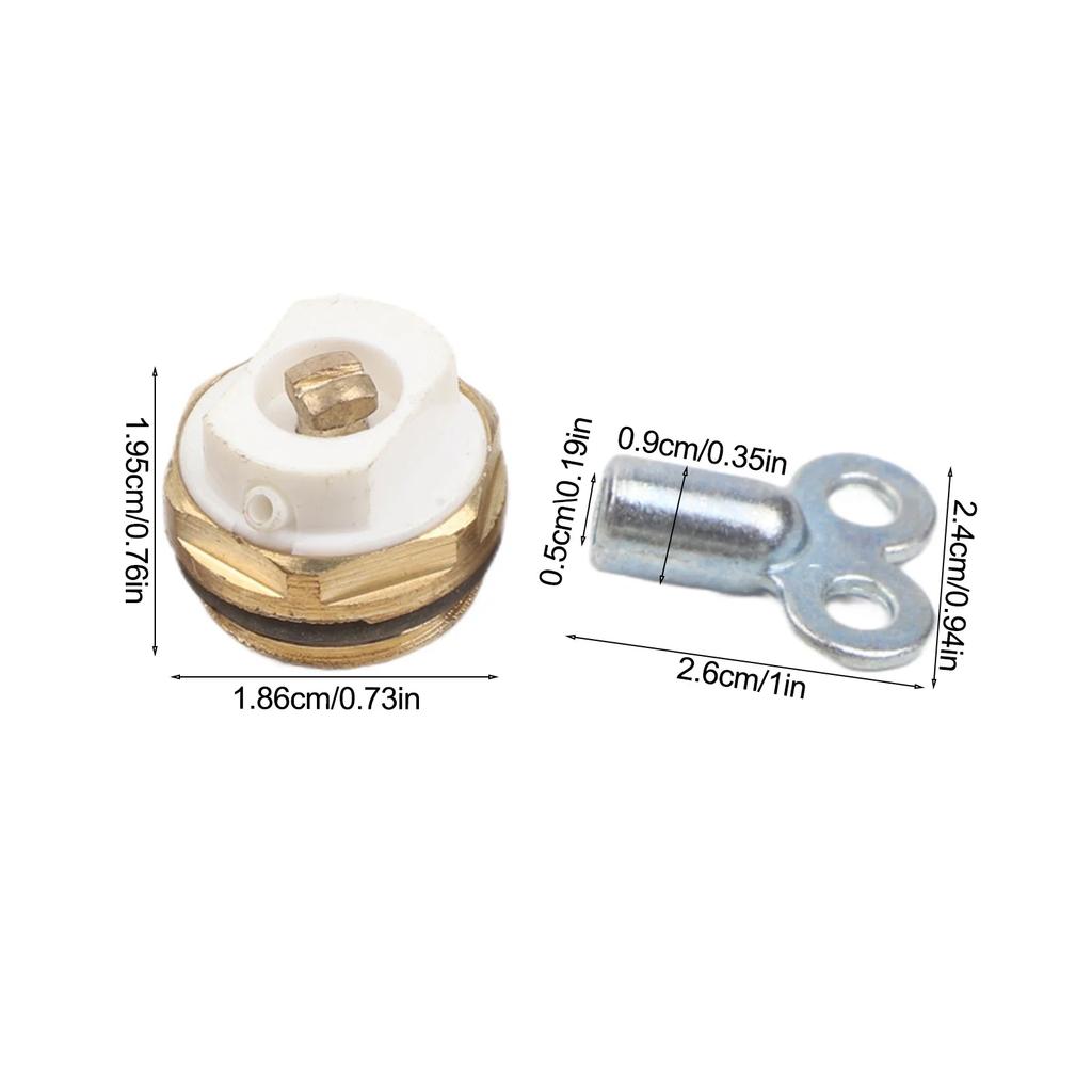 Radiator Air Vent Valve Kit of 6 with 12 Inch Brass Heated Drain Valve and Vent Key for Efficient Heating System Air Release