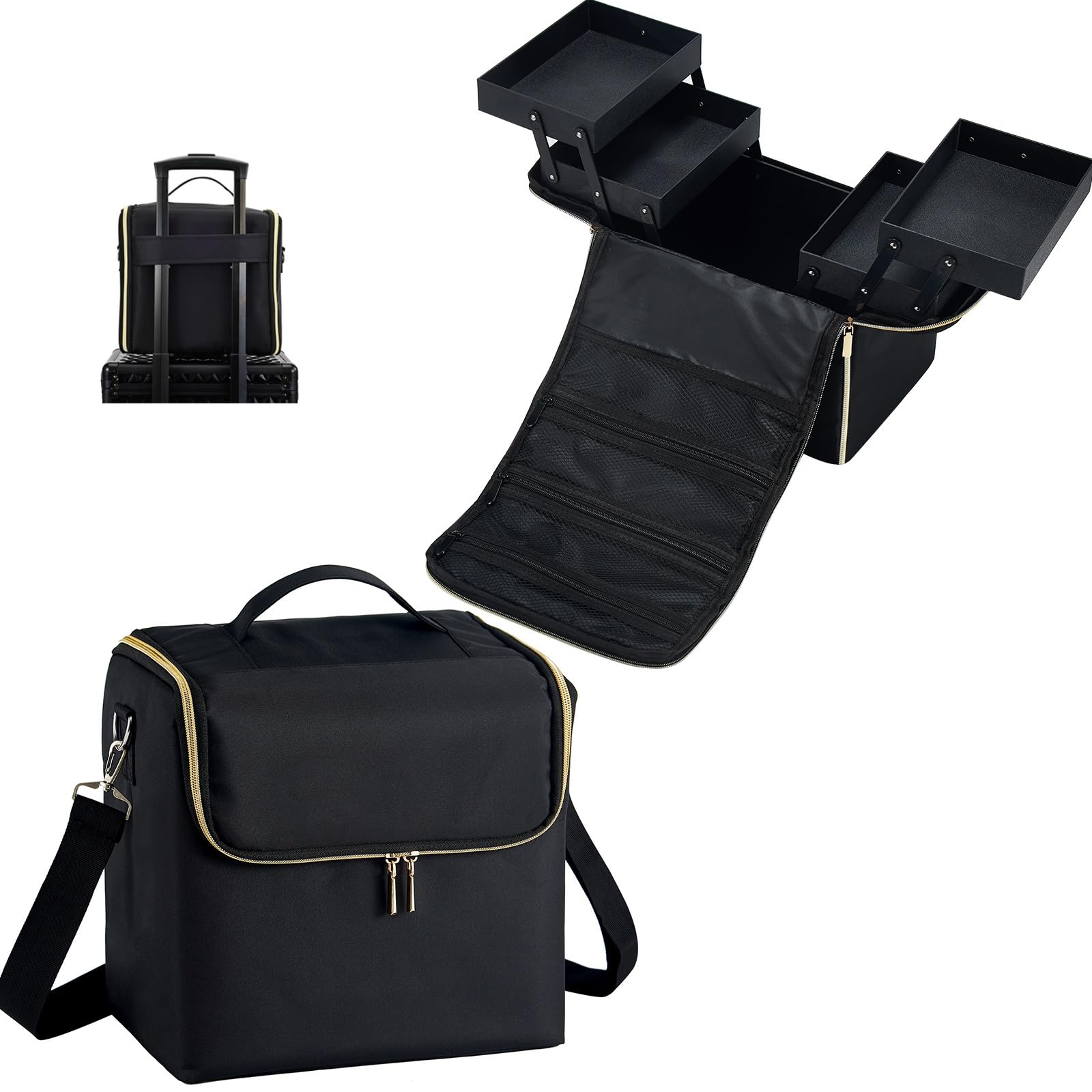Large Capacity 4-Tier Nylon Cosmetic Storage