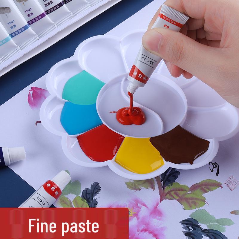 Set Pigmenți Pictură Chineză Kaba Bear: 12 Culori pentru Începători în Pictura cu Tuș - Ideal pentru Elevi de Școală Elementară și Gimnazială