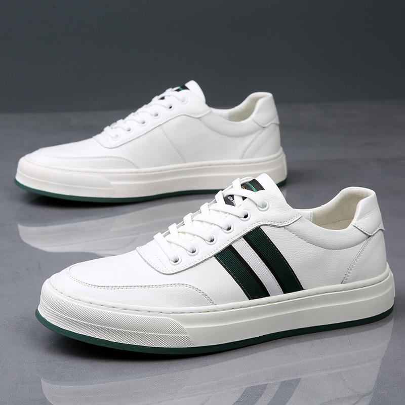 Spring Men's Shoes Breathable Thin New Trendy Shoes Leather Versatile Casual Board Shoes Soft Cowhide White Shoes Men
