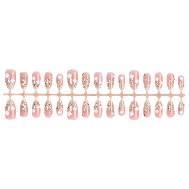 Almond Shape Rhinestone Wearable Nails - Fresh Spring Style, 30 Pieces Set