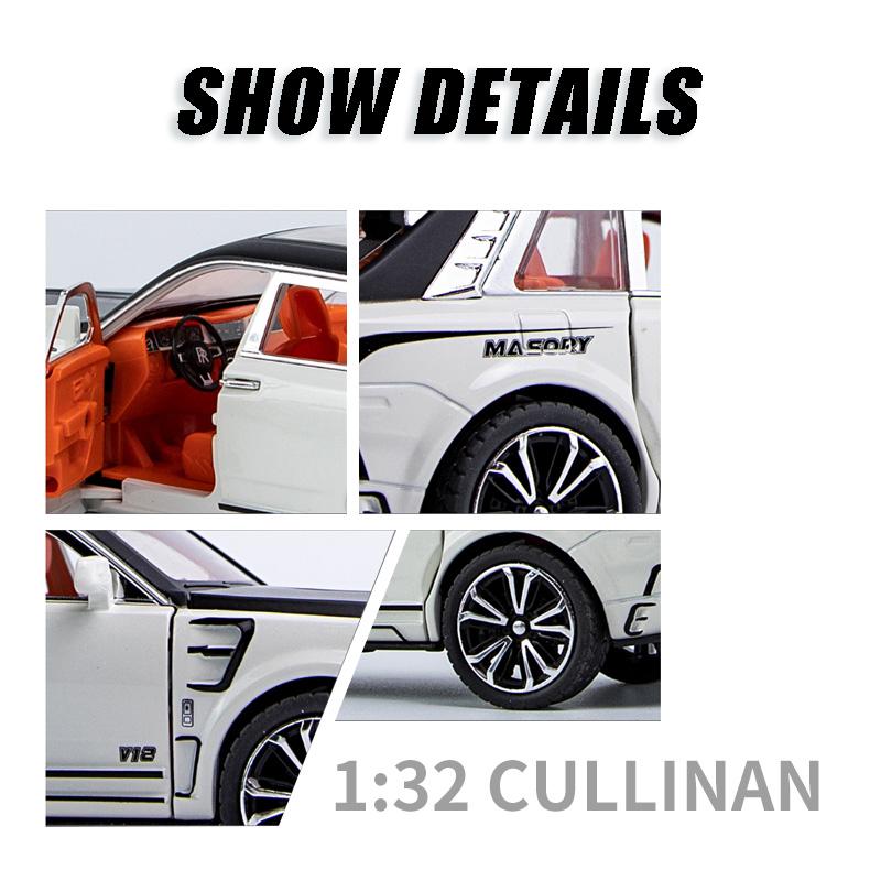 1/32 Scale Exclusive Alloy Metal Pull Back Die-cast Car CULLINAN MASORY Diecast Metal Pullback Toy Car with Openable Doors,Light Music Gifts Toy