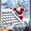 Santa Claus Decals Christmas Climbing Window Cling, Roof Static Party Decal, Reusable Decorative Glass Sticker for Holiday Clings