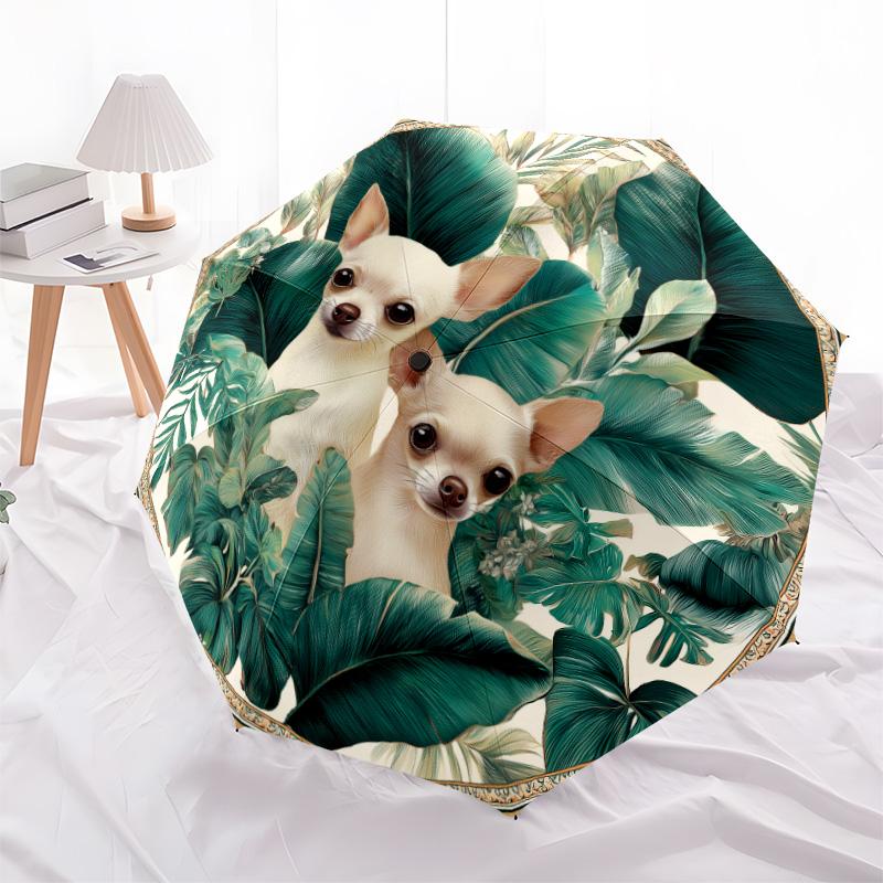 

Leaf Animals pattern, automatic folding umbrella, portable and foldable design, 8 ribs, a Christmas or birthday gift.
