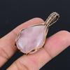 Rose Quartz Gemstone Pendant | Oxidized Copper Wire Wrapped | Necklace Pendant | Handmade Copper Pendant Jewelry Gift For Her/himLC-305