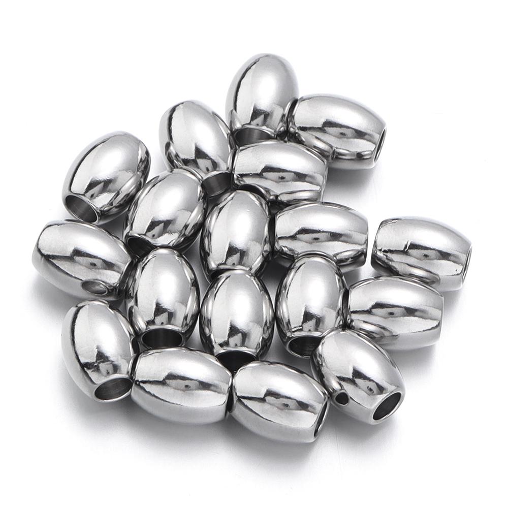 20-50pcs Metal Seed Beads Oval Cylinder Stainless Steel Big Hole Spacer Loose Beads For Jewelry Making DIY Necklace Bracelet