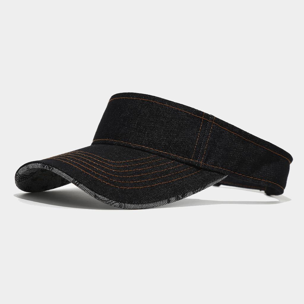 American Street Flower Denim Empty Top Visor Unisex Outdoor Sports Casual Sun Hat Trendy Brimless Topless Streetwear Cap