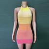 2024 Summer Women's Fashion Lace-up Halter Knit Slim Fit Open Back Dress