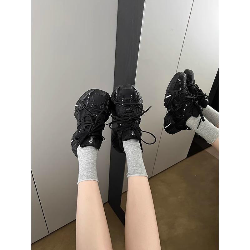 The First Layer of Pigskin~ Suding Home Paris Thick-soled Heightening Dad Shoes for Women's 2025 Autumn New Breathable Sports and Leisure Shoes
