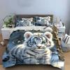 Weißer Tiger Kunst Dekor Set Weiche Bequeme Bettbezug Bettwäsche Set Enthalten 1*Bettbezug & 2*Kissenbezüge, Geschenk