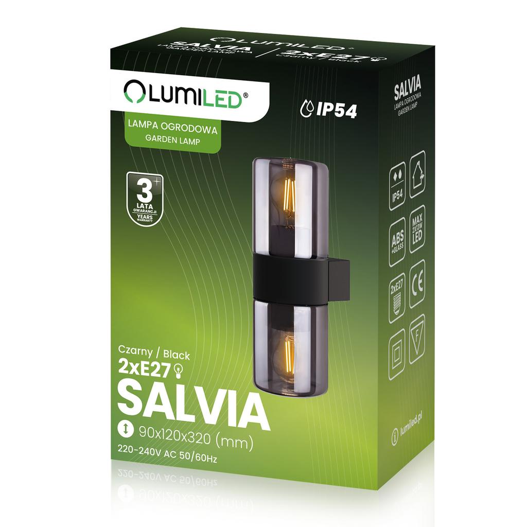 Lampa Ogrodowa Ścienna Zewnętrzna Kinkiet Elewacyjny 2X E27 Salvia Lumiled
