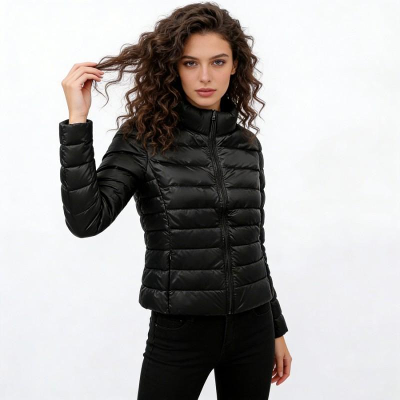 Womens Lightweight Down Jacket Winter Short Puffer Coat Stand Collar Slim Fit 7XL Duck 50% Fill Power