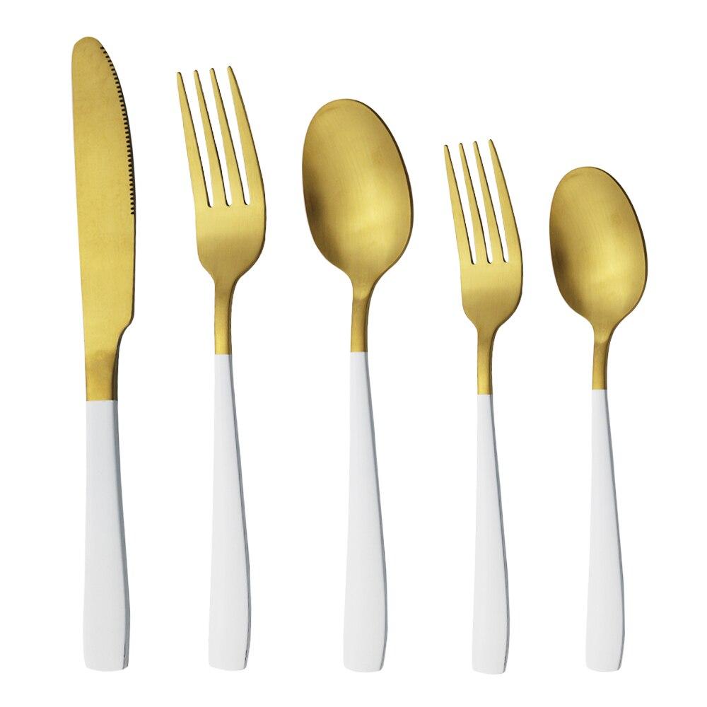 Dinnerware Gold Stainless Steel Set Cutlery Knife Fork Spoons Dessert Coffee Spoons Sliverware Kitchen Party Tableware Flatware