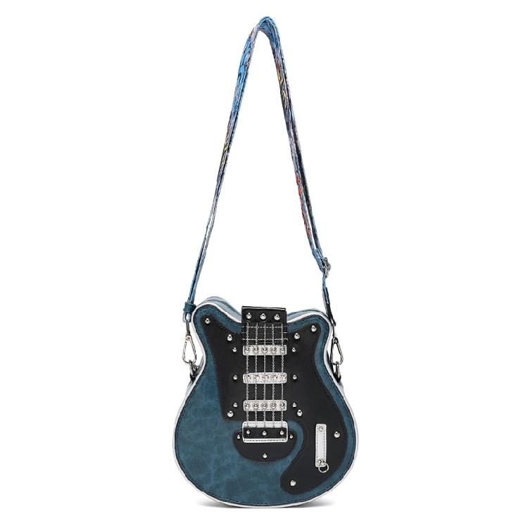 PU Leather Crossbody Bag in Guitar Shape Student Shoulder Bags Adjustable Strap for School Rehearsals and Performances