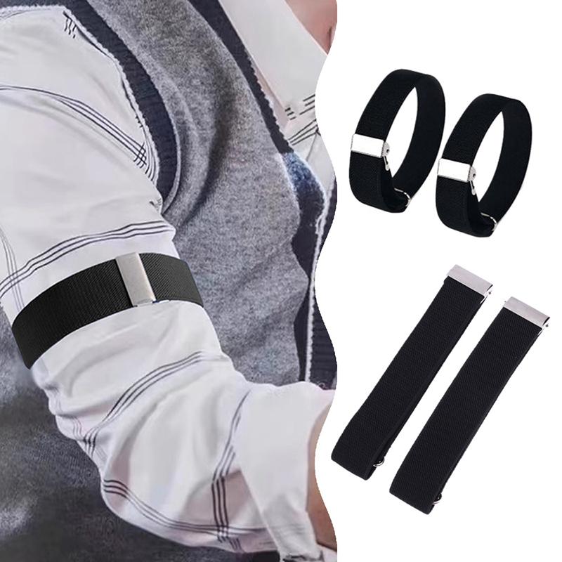 1 Par de Soportes Elásticos Ajustables para Mangas de Camisa, Banda para el Brazo, Pulsera para Manga, Antideslizante, Sujetador de Puño, Brazalete para Hombres y Mujeres