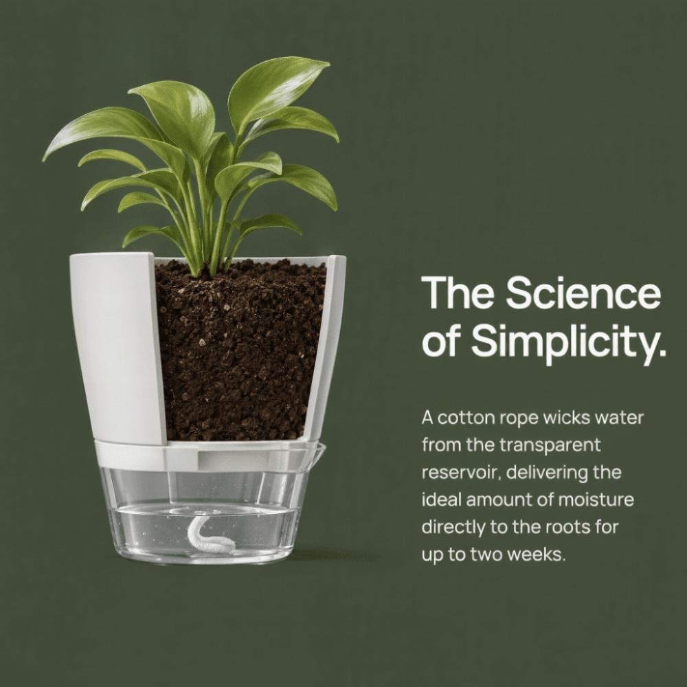 Drainage Hole Self Watering Flower Pot Plastic Resin Material Transparent Plant Pot  Home Planters