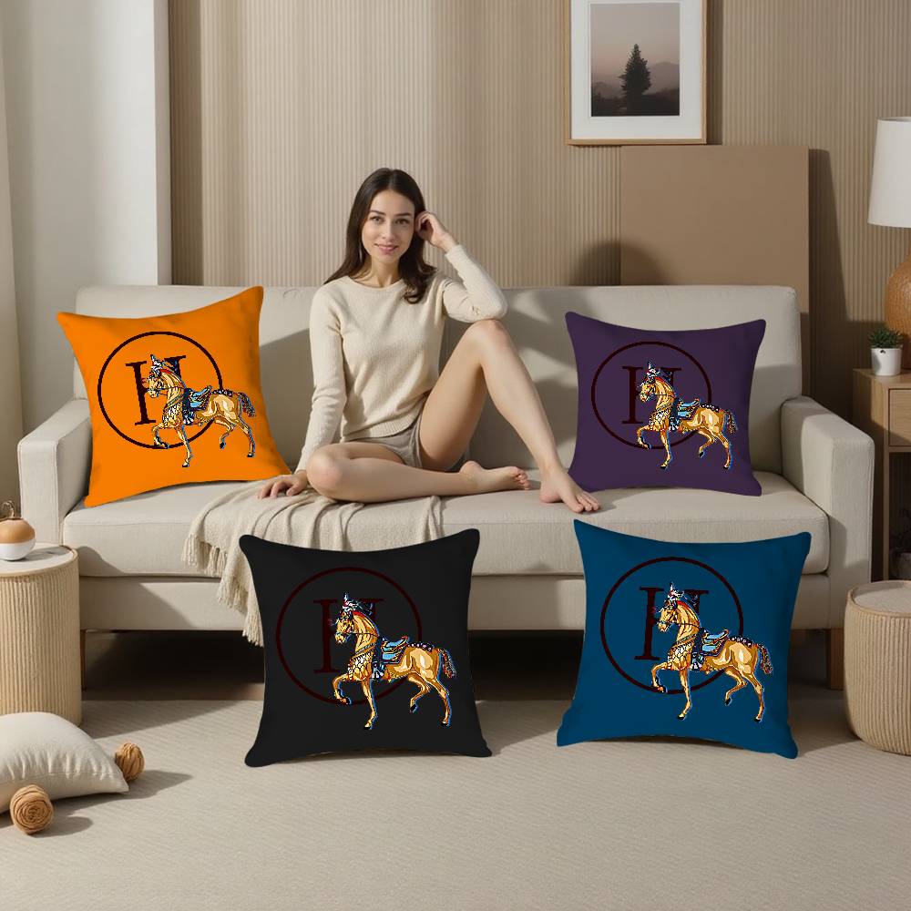 Luxury Horse Pillow Case Plush Fabric Soft  Pillowcase Double Sided Print Cushion Cover Household Gifts