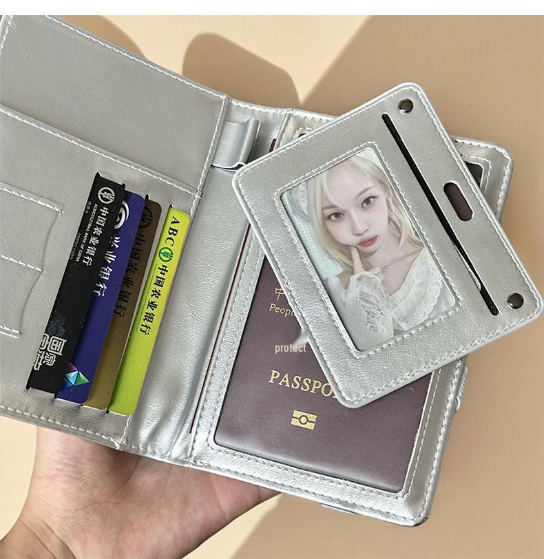 Passhülle im koreanischen Stil, silbergrau: Premium Reise-ID und Kartenhülle