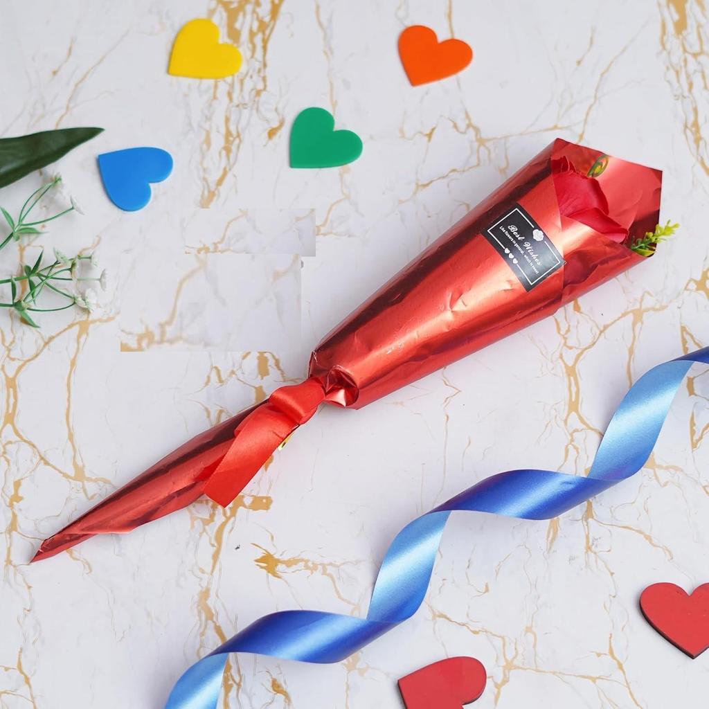 Beste Wünsche Künstliche Rose Blume Dekorative Schaustück Geschenk | Valentinstagsgeschenk für Freundin Freund | Valentinstag Dekoartikel