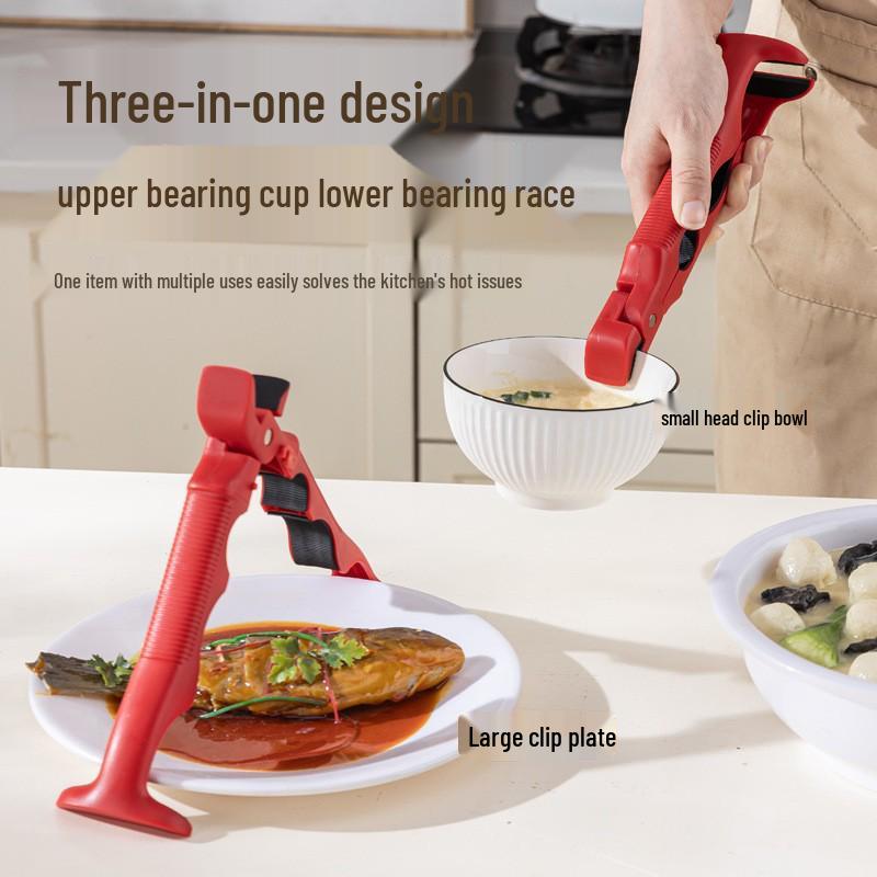 Three-in-One Silicone Plate Lifter & Anti-Slip Gripper for Steamers and Bowls