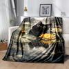 Multiple sizes Black cat in pond Print Adult Children Warm Blankets Home Travel Car Soft Comfortable Suitable for all seasons