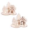 Elegant Nordic 3d Wooden Christmas Tree House Puzzle Delightful Tabletop Decor