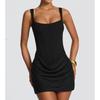 2026 New Women's Sexy Square Neck Sleeveless Bodycon Strap Waist-Cinching Short Dress