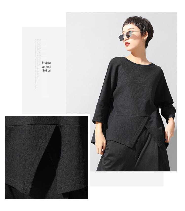 Women's Dark Ins European & American Patchwork Babydoll T-Shirt - Short Sleeve, Loose Fit, Trendy Casual Summer Top