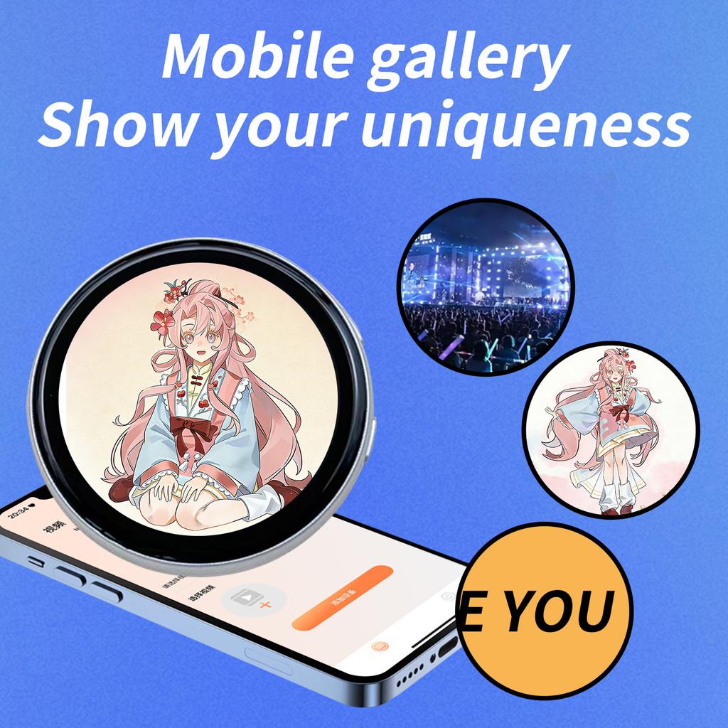Magnetic Electronic Dynamic Badge 1.85" HD Touch Screen Dynamic Display Bluetooth Instant Image Sharing Badge for Anime Fans