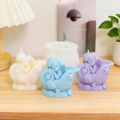 3D Schlafschnecke Engel Silikon Kerzenform DIY Muschel Engel Relief Schale Seestern Epoxidharz Gips Ornament Form Heimdeko