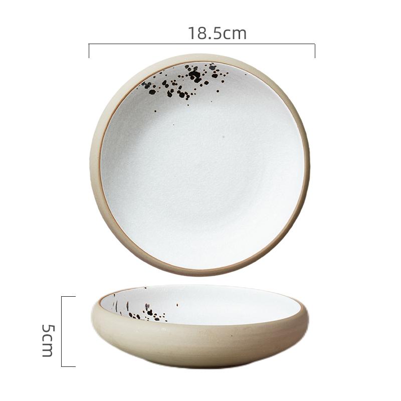 Round Ceramic Fruit Salad Plate Soup Basin 7 Inch Ramen Bowl Home Kitchen Retro Tableware Cooking Plate Snack Bread Dessert Bowl