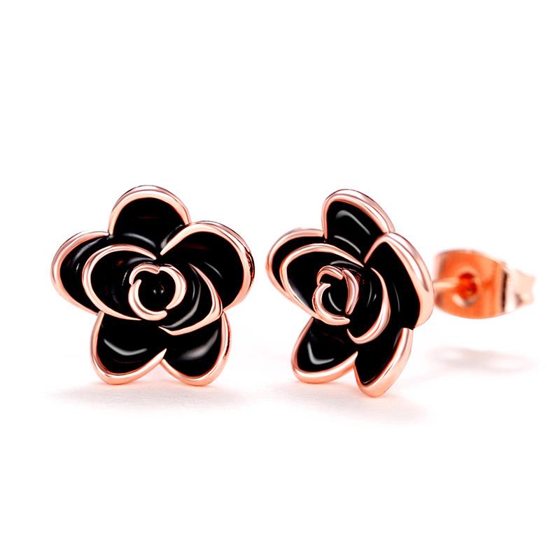 Hot-selling New Models, Sweet Japanese and Korean Student Temperament Style Camellia Women's Stud Earrings and Ear Jewelry