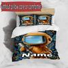 3pcs Duvet Cover Set (1*Duvet Cover + 2*Pillowcase, Without Core), Custom Name Cosmic Bot Crew Pattern Bedding Set, Home Bedroom Decor Gift