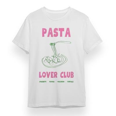 Damen T-Shirt mit Pasta Lover Club Grafik Unisex Übergröße Baumwoll-Tee USA