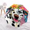 1pc Dalmatian Flowers Automatic Folding Umbrella, 8-Rib Durable Iron Frame, Compact Travel Umbrella for Women & Men 070