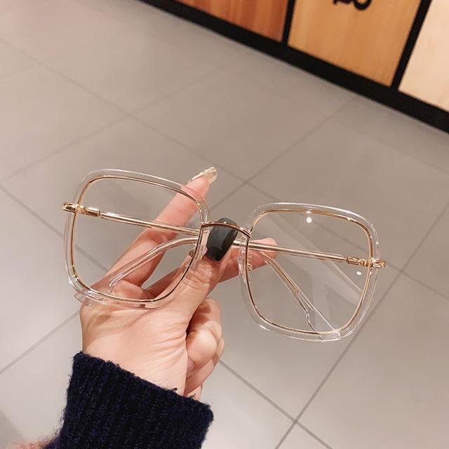 Vintage Büyük Boy Kare Mavi Işık Engelleme Gözlük Kadın Trendy Büyük Çerçeve Yeşil Leopar Gözlük Okuma Bilgisayarı Gözlük