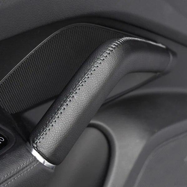 Cow Leather Door Handle Cover For Porsche Cayenne 2011 - 2016 2pcs Car Hand Sewing Door / Center Console Armrest Handle Cover